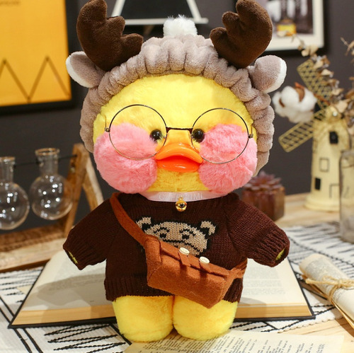 Juguete De Peluche De Pato Peluche Suave Con Accesorios Ropa Color Marrón