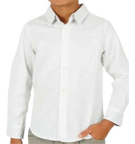 Camisa Blanca Manga Larga De Niño Talle 4 Al 16