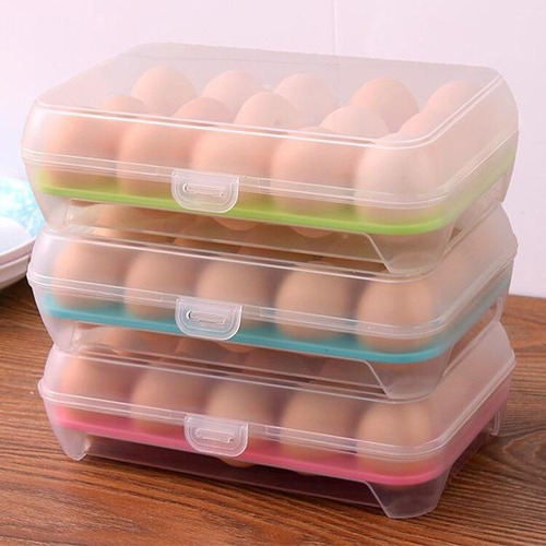 Caja De Plástico Para Guardar Huevos, 15 Rejillas