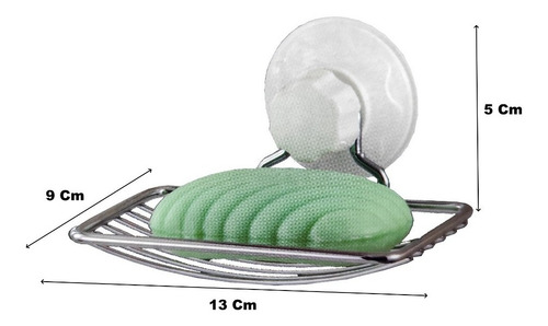 Jabonera Metal Cromada Con Ventosa Super Adhesiva Baño Pared