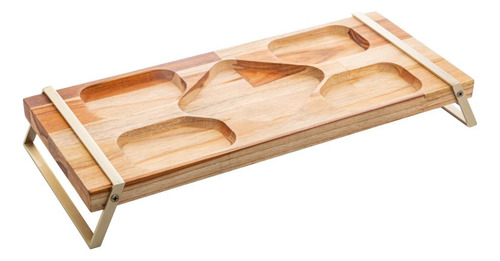 Bandeja Retangular Wolff Craft Teca Champanhe 41cm