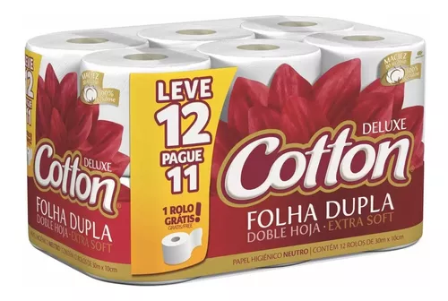 Papel Higiênico Cotton Deluxe Folha Dupla Leve 12 Pague 11