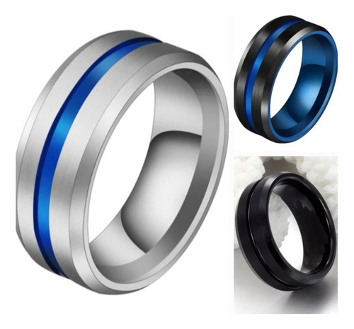 Anillo De Hombre Titanium Black Blue Space Moda 2019