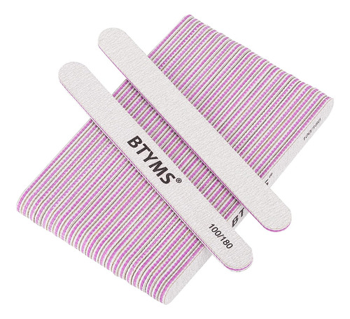 Btyms 25 Limas De Uñas De Grano 100/180 De Doble Cara, Limas