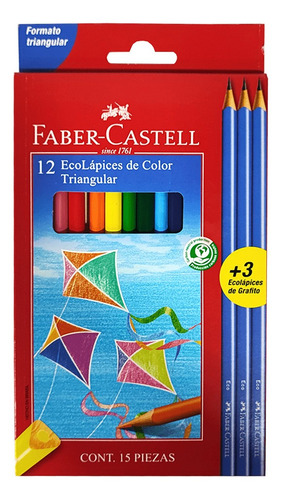 Ecolapiz 12 Col Largos Triangular + 3 Grafito Faber Castell