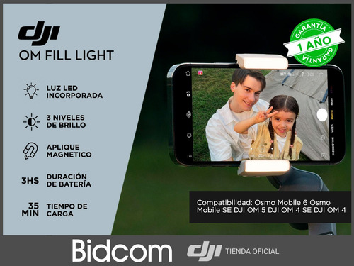 Imagen 2 de 8 de Soporte Magnético Teléfono Dji Om Con Luz Accesorio Original