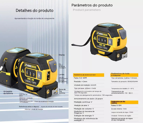 Display Digital Multifuncional De Fita Laser Três Em Um