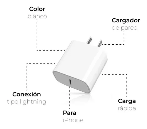 Adaptador Tipo C 20w Para iPhone 12 Pro Cubo Carga Rápida 11 Blanco