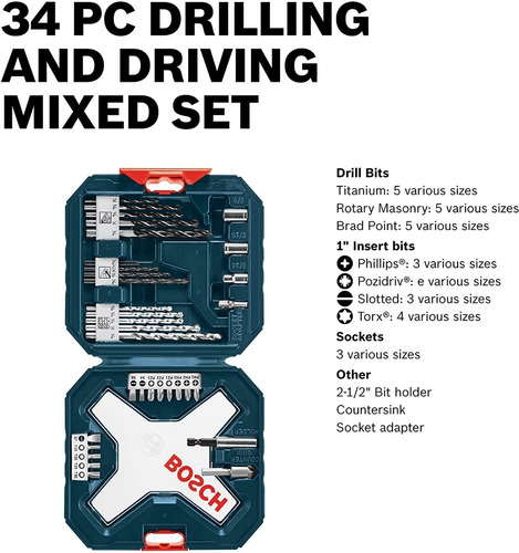 Set Brocas Para Taladro Ideal En Metal X-line 34 Pzs Bosch