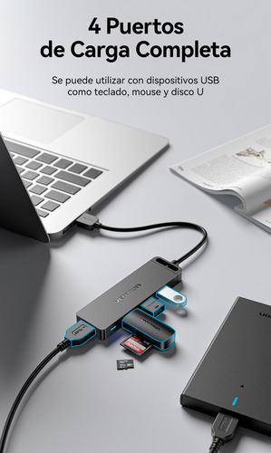 Hub Usb 3.0 Vention/ 4xusb/ 1xmicrousb Pd