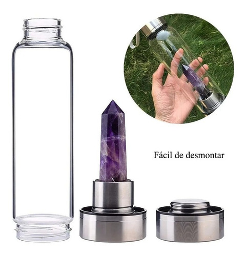 Imagen 4 de 4 de Botella De Agua Con Cristal Energético De Cuarzo Violeta