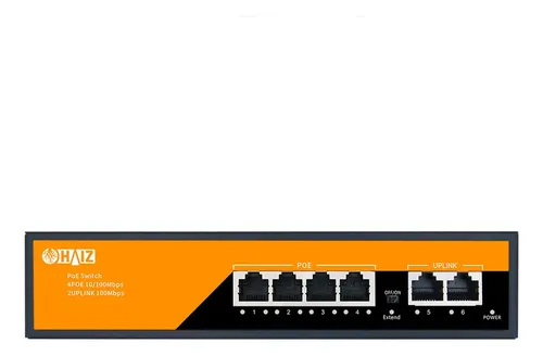 Switch Poe 4 Portas Poe Ativo + 2 Uplink Fast 10/100 Mbps Hz-1006p-ea2