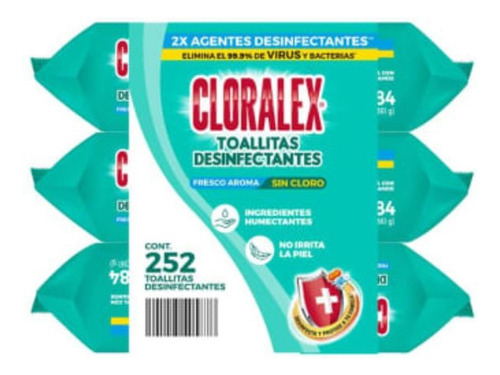 Toallas Desinfectantes Cloralex Con 84 Toallitas 3 Paquetes
