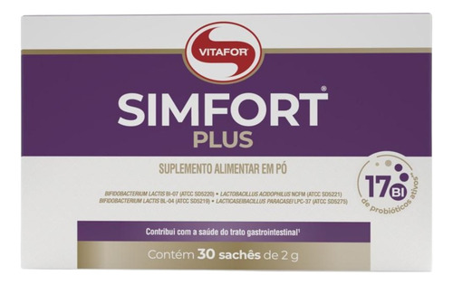 Simfort Plus Probiotico Alta Concentração 30 Saches Vitafor