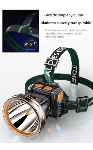 Lampara Cabeza Led Minero Recargable Campismo Tactica