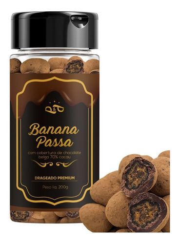 Drageado Banana Passa C/ Chocolate Belga 70% 200g Dragee P&p