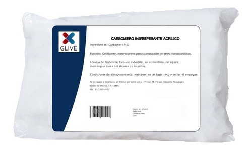 Carbomero 940 Carbopol Espesante Polvo 1kg Gel Antibacterial