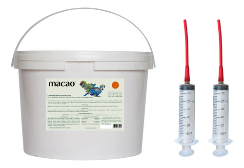 Papilla Macao 3k Para Guacamaya, Loro Gris + 2 Jeringas