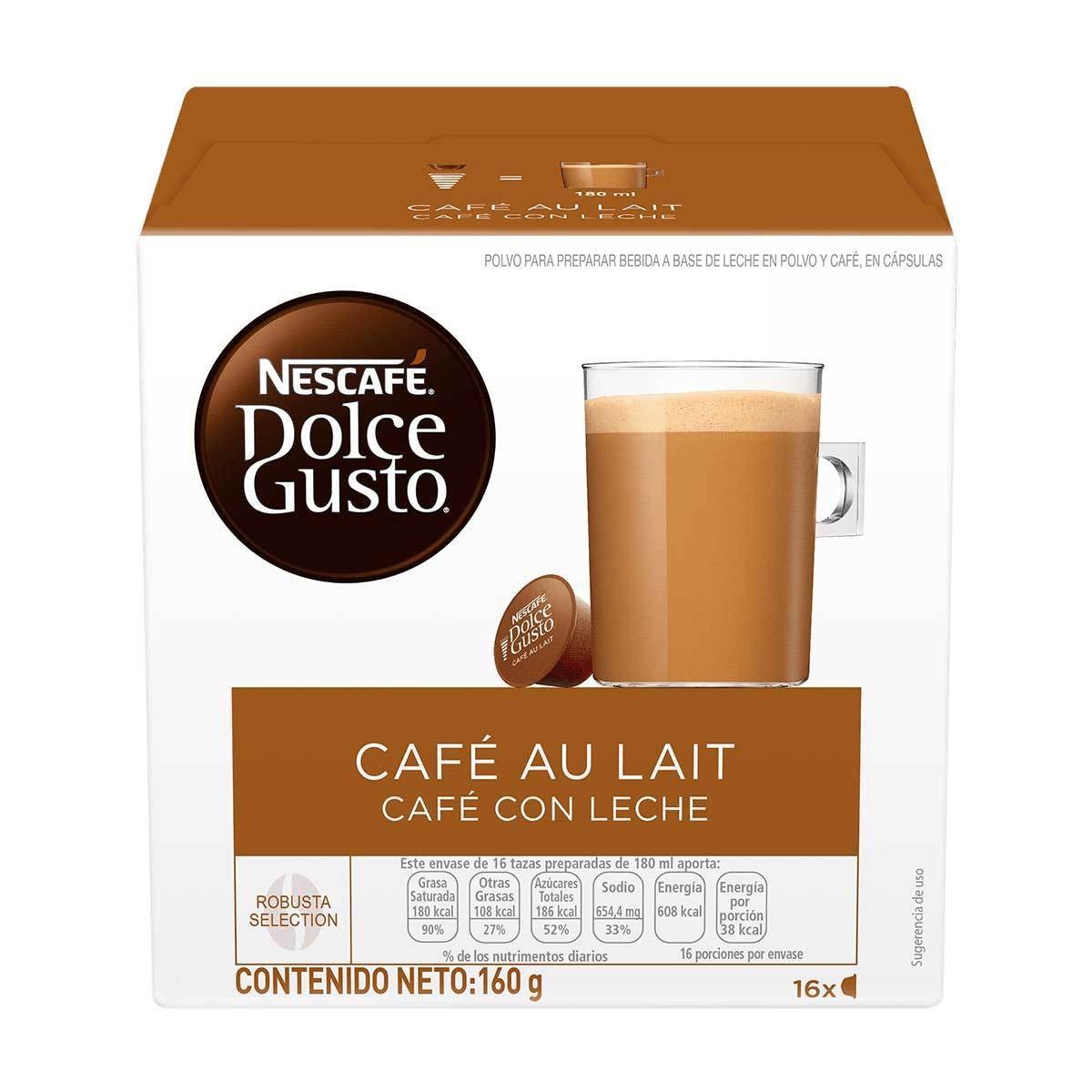 Caja X16 Cápsulas Nescafé Dolce Gusto Café Con Leche 160 G