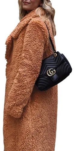 Abrigo Pare Mujer Sherpa Solapa De Larga Top Felpa Invierno