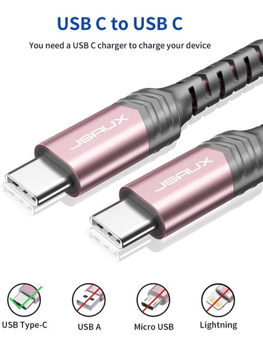 Jsaux Cable Usb C A C 60 W, Paquete De 2  