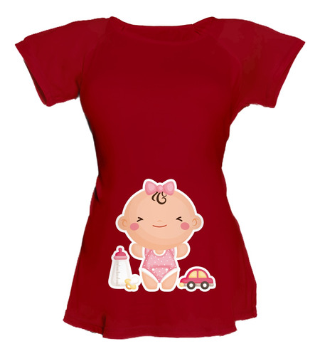 Blusa Para Embarazo Ranglan - Bebita Con Carrito Y Biberón