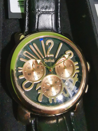 Exclusivo Reloj Pocket, Cronógrafo, Oro Rosa, Correa Cuero