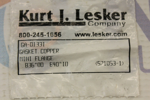 Kurt Lesker Ga-01331 Gasket Copper Mini Flange 836 Od 6 Uuv