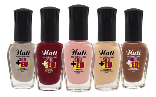 Kit Esmalte Nati 5free Coleção Sou Mais Eu 5 Cores 8ml