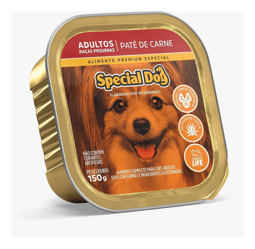 Alimento Special Dog Premium Especial para cão adulto de raça pequena sabor patê de carne em lata de 150g