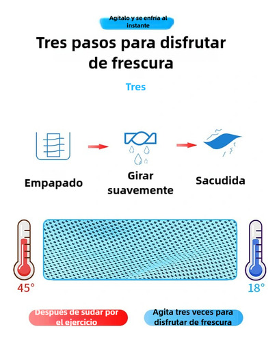Toalla Deportiva Refrescante De Secado Rápido Con Funda De 90 X 30 Cm, 3pcs Color Naranja + Azul + Verde