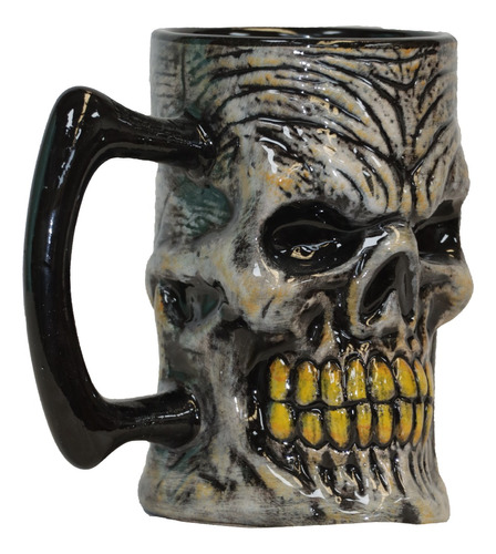 Taza De Cerámica Skull Calavera Blanca 3d Deluxe Halloween 