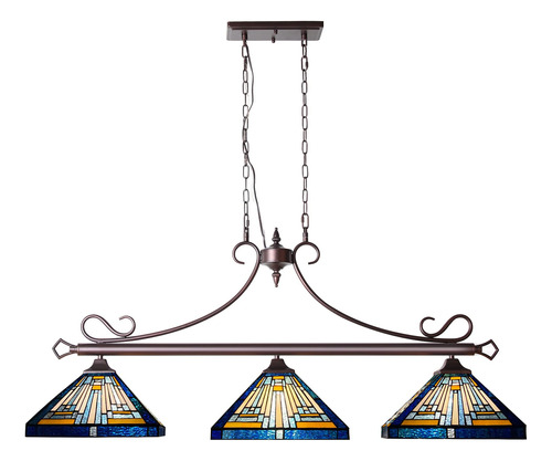 Artzone Tiffany - Lampara Colgante De Mesa De Billar [3 Luce