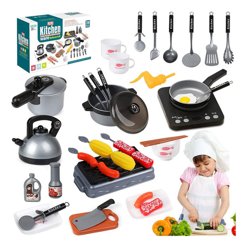 Juguetes De Cocina 36 Piezas Con Mini Olla Y Utensilios