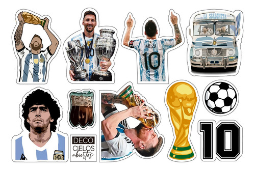 Stickers Calcos Messi Autoadhesivos Vinilos X 10 Unid.