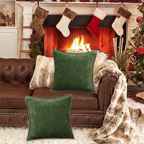 Decoruhome Navidad Chenilla Suave Almohada Fundas 18...
