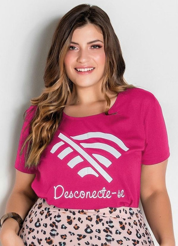 Blusa Feminina T-shirt Estampa Wifi Frontal Plus Size 