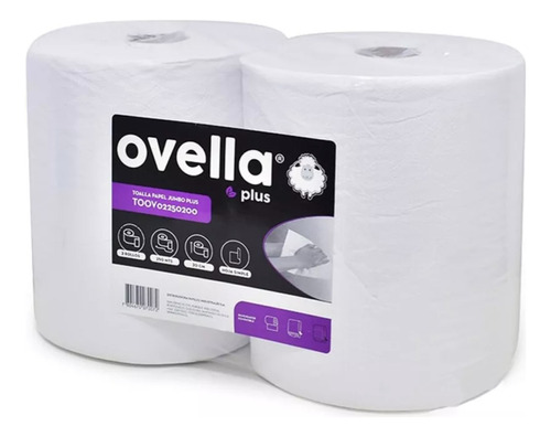 Toalla Papel Jumbo Dispensador Ovella - 250 Mts Pack 4 Un.