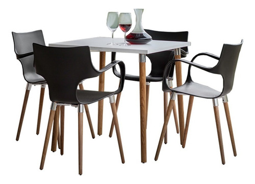 Juego Comedor 4 Sillas Mas Mesa Design Diseño Baires 4 Style Color Sillas Grises/mesa Blanca