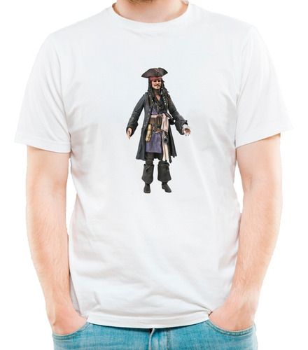 Remera Blanca Johnny Depp Jack Sparrow Cine Unisex Y Niños