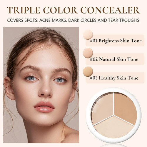 Tricolor Concealer, 2025 Tri Color Face Concealer Highlight