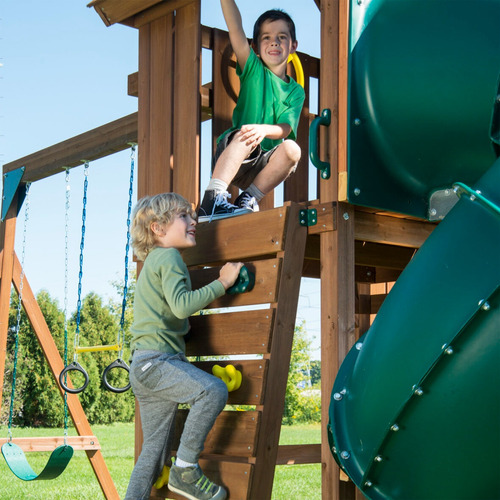 Juego Infantil De Madera Tremont Con Tobogan Y Columpios