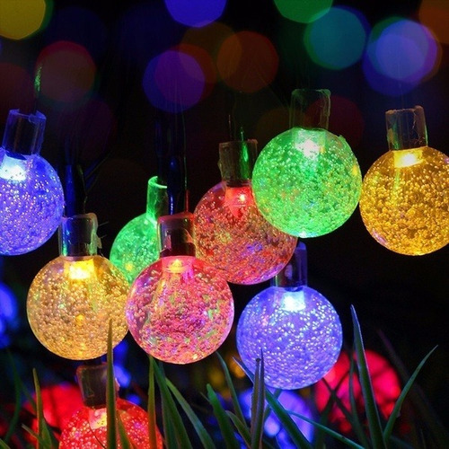 100led Solar Cristal Bola Luces De Navidad Decoración Caden