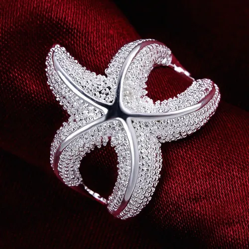 Lzd Anillo De Moda Chapado En Plata Esterlina Con Estrella .