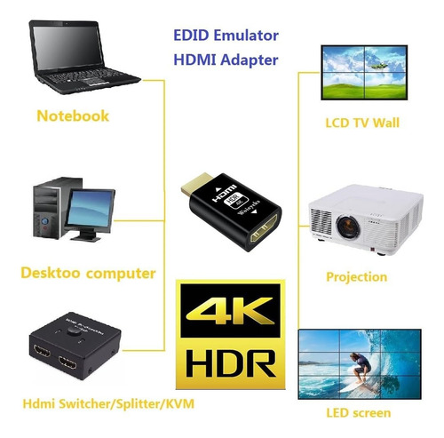 Edid 4k Hdr Hdmi 2.0, Monitor Pase Adapter