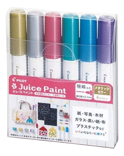 Marcadores Pilot Juice Paint Colores Metal 0.7 X 6 Unidades