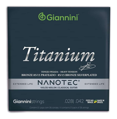 Encordoamento Giannini Violão 028 Genwta Pn Nanotec 85/15