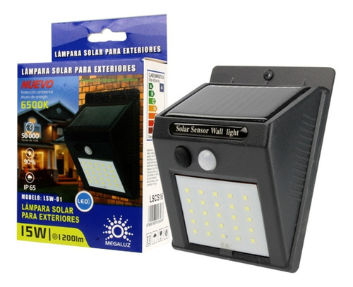 Lampara Solar Para Jardin De 15w Con Sensor Movimiento Ip65