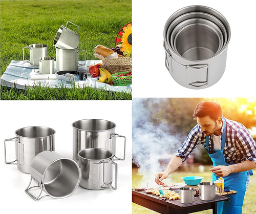 Taza Apilable De Acero Inoxidable Tazas Portátiles Con Asa P