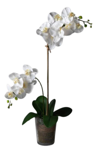 Planta Flor Artificial | Vara De Orquídea Realista En Maceta